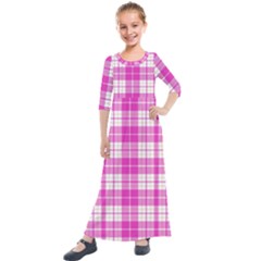 Pink Tartan Kids  Quarter Sleeve Maxi Dress by tartantotartanspink