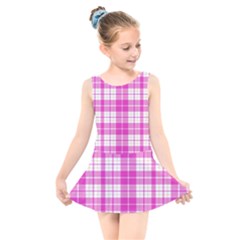 Pink Tartan Kids  Skater Dress Swimsuit