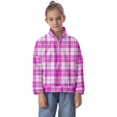 Pink Tartan Kids  Half Zip Hoodie