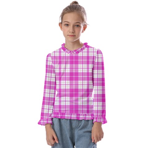 Pink Tartan Kids  Frill Detail Tee by tartantotartanspink