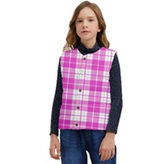 Pink Tartan Kid s Short Button Up Puffer Vest	