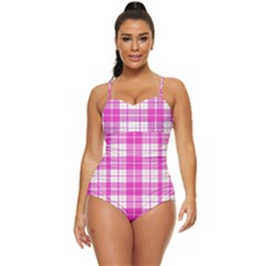 Pink Tartan Retro Full Coverage Swimsuit by tartantotartanspink