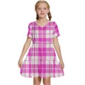 Pink Tartan Kids  Short Sleeve Tiered Mini Dress View1