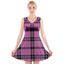 Pink Tartan 3 V-Neck Sleeveless Dress View1