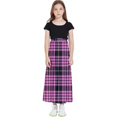 Pink Tartan 3 Kids  Flared Maxi Skirt by tartantotartanspink