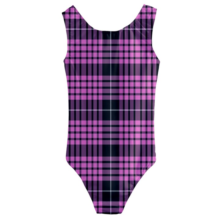 Pink Tartan 3 Kids  Cut-Out Back One Piece Swimsuit