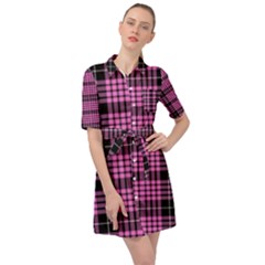 Pink Tartan 3 Belted Shirt Dress by tartantotartanspink