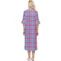 Pink Tartan 5 Double Cuff Midi Dress View4