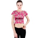 Pink Tartan-10 Crew Neck Crop Top View1