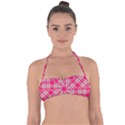 Pink Tartan-10 Halter Bandeau Bikini Top View1