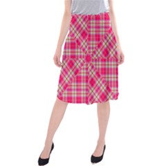 Pink Tartan-10 Midi Beach Skirt by tartantotartanspink