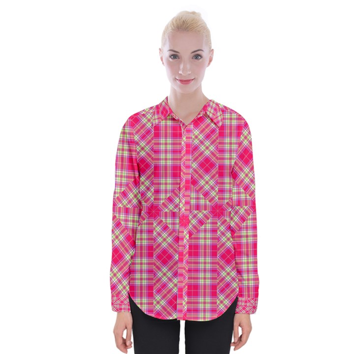 Pink Tartan-10 Womens Long Sleeve Shirt