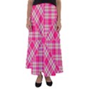 Pink Tartan-10 Flared Maxi Skirt View1