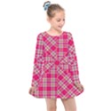 Pink Tartan-10 Kids  Long Sleeve Dress View1