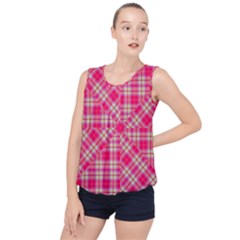 Pink Tartan-10 Bubble Hem Chiffon Tank Top