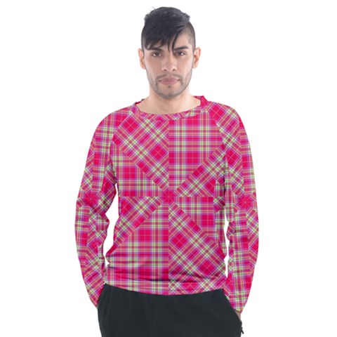 Pink Tartan-10 Men s Long Sleeve Raglan Tee by tartantotartanspink