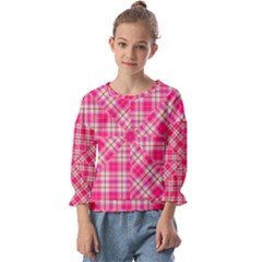 Pink Tartan-10 Kids  Cuff Sleeve Top