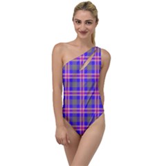 Tartan Purple To One Side Swimsuit