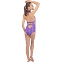 Tartan Purple Halter Front Plunge Swimsuit View2