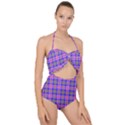 Tartan Purple Scallop Top Cut Out Swimsuit View1