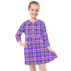 Tartan Purple Kids  Quarter Sleeve Shirt Dress