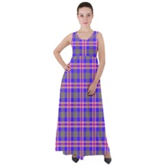 Tartan Purple Empire Waist Velour Maxi Dress