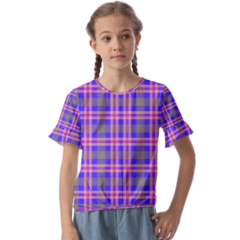 Tartan Purple Kids  Cuff Sleeve Scrunch Bottom Tee by tartantotartanspink