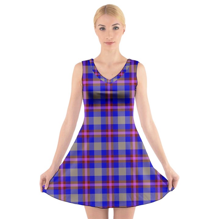 Tartan 2 V-Neck Sleeveless Dress