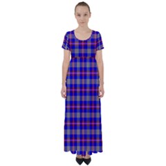 Tartan 2 High Waist Short Sleeve Maxi Dress by tartantotartanspink