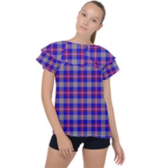 Tartan 2 Ruffle Collar Chiffon Blouse