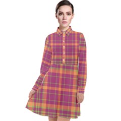 Tartan 9 Long Sleeve Chiffon Shirt Dress by tartantotartanspink