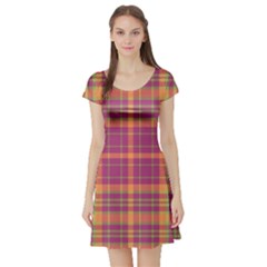 Tartan 9 Short Sleeve Skater Dress by tartantotartanspink