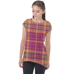 Tartan 9 Cap Sleeve High Low Top