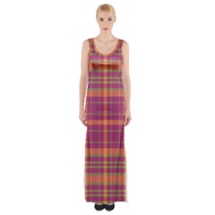 Tartan 9 Thigh Split Maxi Dress by tartantotartanspink