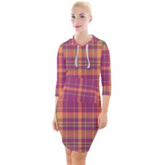 Tartan 9 Quarter Sleeve Hood Bodycon Dress by tartantotartanspink