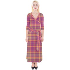 Tartan 9 Quarter Sleeve Wrap Maxi Dress by tartantotartanspink