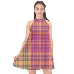 Tartan 9 Halter Neckline Chiffon Dress  by tartantotartanspink