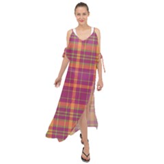 Tartan 9 Maxi Chiffon Cover Up Dress by tartantotartanspink