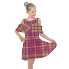 Tartan 9 Kids  Shoulder Cutout Chiffon Dress