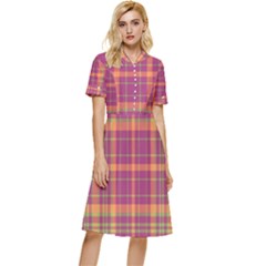 Tartan 9 Button Top Knee Length Dress