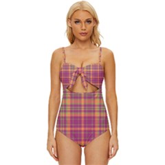 Tartan 9 Knot Front One-piece Swimsuit by tartantotartanspink