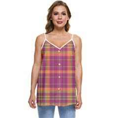 Tartan 9 Casual Spaghetti Strap Chiffon Top