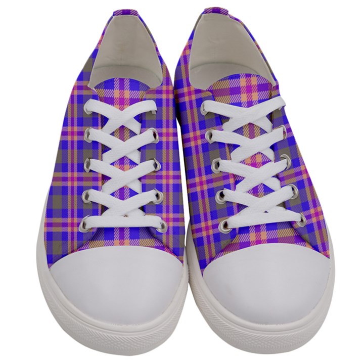 Tartan Purple Men s Low Top Canvas Sneakers