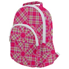 Pink Tartan-10 Rounded Multi Pocket Backpack