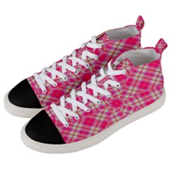 Pink Tartan-10 Men s Mid-top Canvas Sneakers