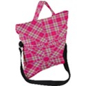 Pink Tartan-10 Fold Over Handle Tote Bag View1