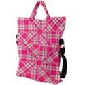 Pink Tartan-10 Fold Over Handle Tote Bag View2