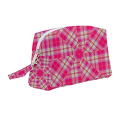 Pink Tartan-10 Wristlet Pouch Bag (medium)