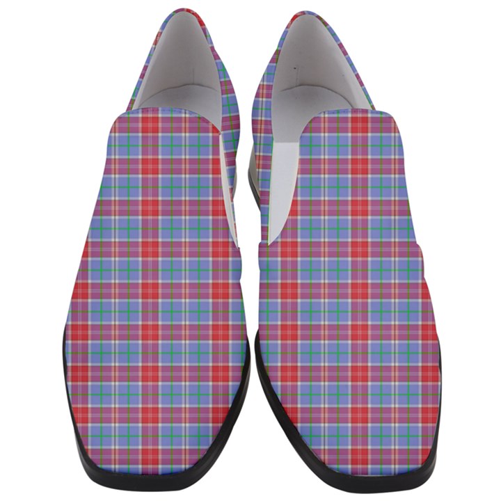 Pink Tartan 5 Women Slip On Heel Loafers