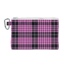 Pink Tartan 3 Canvas Cosmetic Bag (medium)